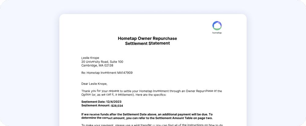 Settlement statement