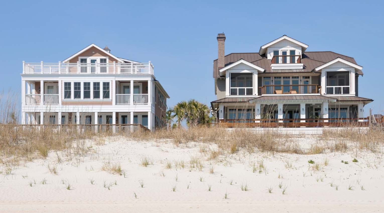 Two large beachfront homes