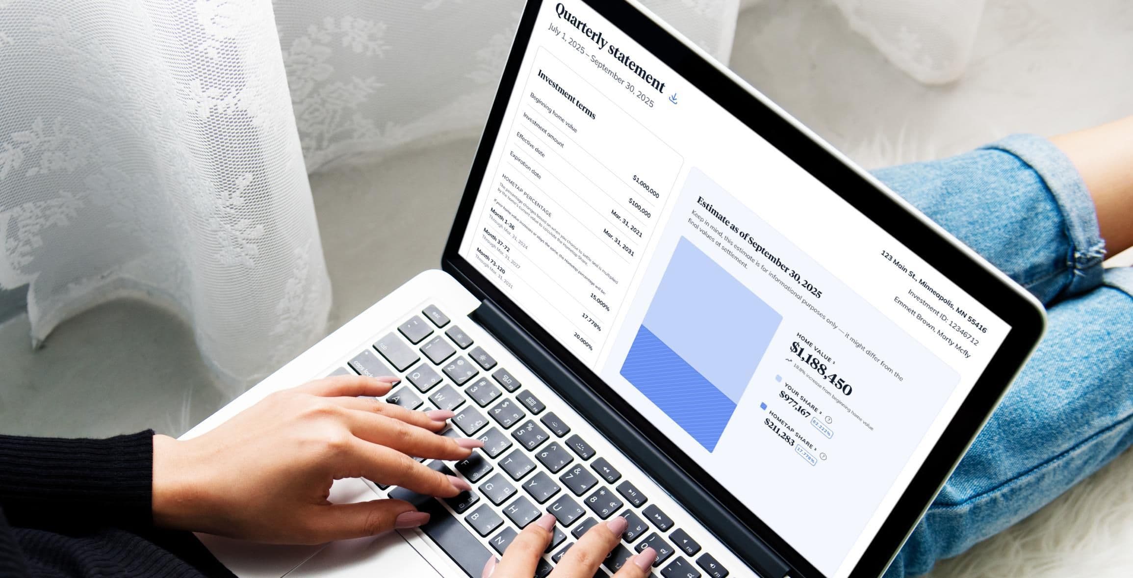 quarterly account statement on laptop screen